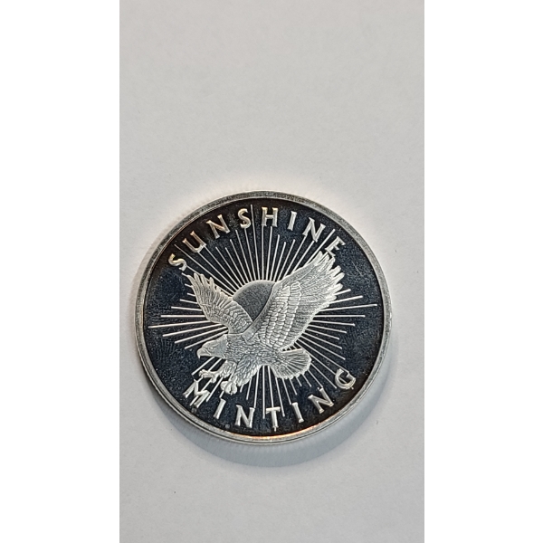 Sunshine Minting 1 Troy Ounce .999 Fine Silver Bullion Round With Toning 