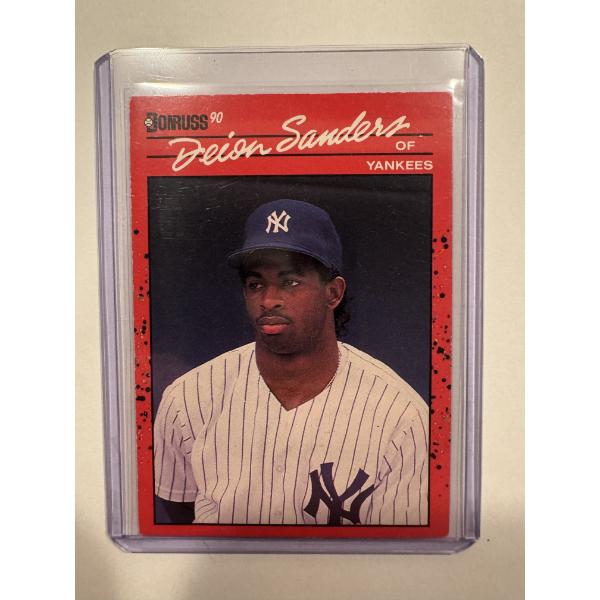 1990 Donruss Deion Sanders Yankees ROOKIE Baseball Card - Mint Condition
