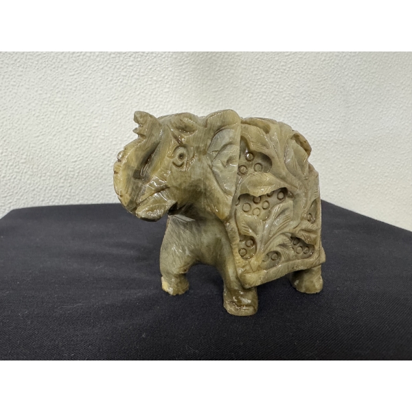 High End Hand Carved Soapstone Elephant - Measures About 4" X 4" - Mint Condition