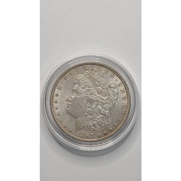 United States 1887-P Morgan 90% Silver Dollar In Coin Capsule