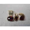 Image 2 : 3 - 14K Yellow Gold Pendants with Deep Red Garnets and Diamond Accents - TW: 10.4g