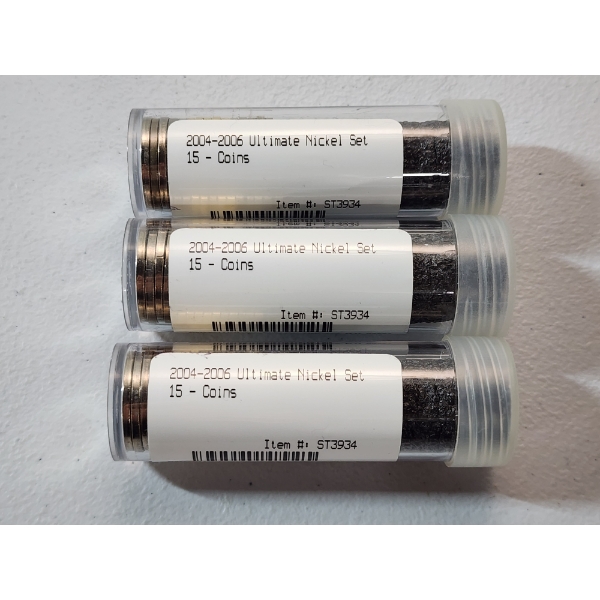 Three Tubes of 2004-2006 Ultimate Nickel 15-Coin Sets