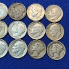 Image 3 : x15 Assorted 90% Silver U.S. Dimes: Roosevelt & Mercury - FV: $1.50