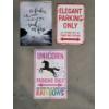 Image 1 : Three Brand New 12''x8'' Tin Decorative Unicorn, Elegant & Fearless Design Signs 