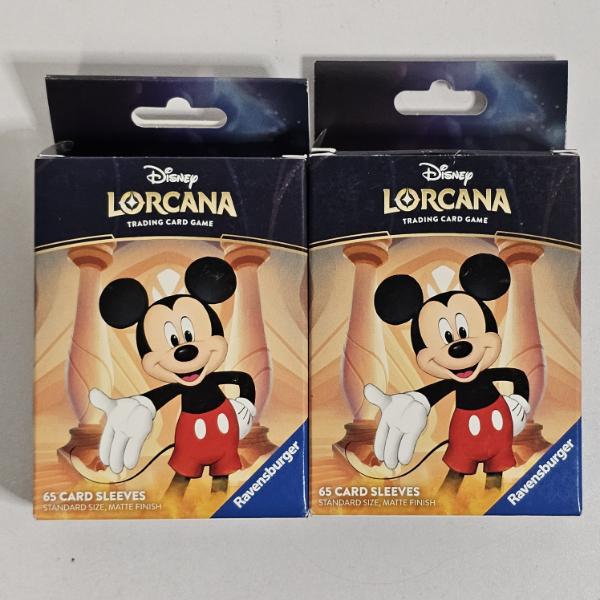 Two Packs Of Disney Lorcana Mickey Mouse 65 Card Sleeves (each)
