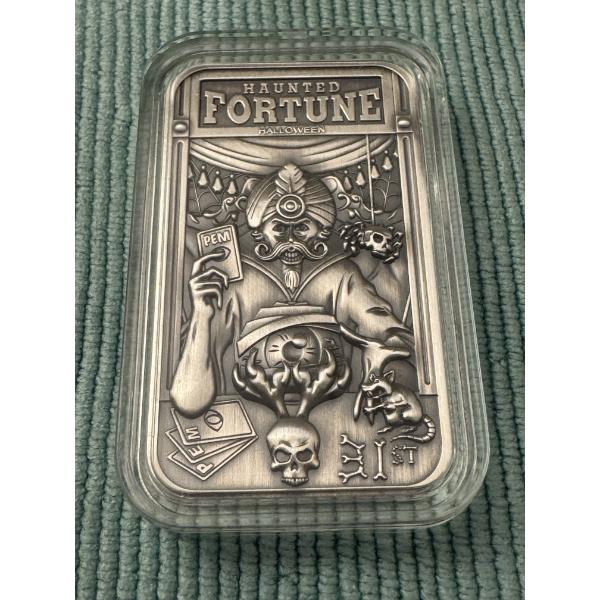 Super Rare Fortune Teller Haunted Halloween .999 Two Ounce Fine Silver Bar - High Relief - 73/125
