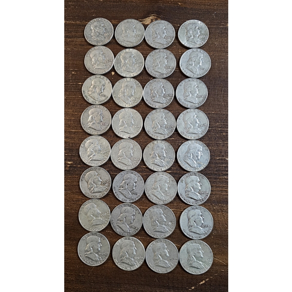 90% Silver Franklin Half Dollars - $16 FV
