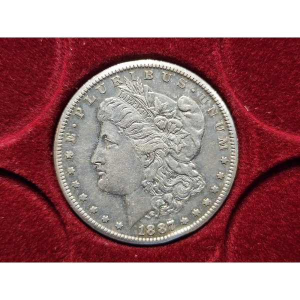 1887-S United States Morgan 90% Silver Dollar in Unique Five Coin Display ~ San Francisco Mint!