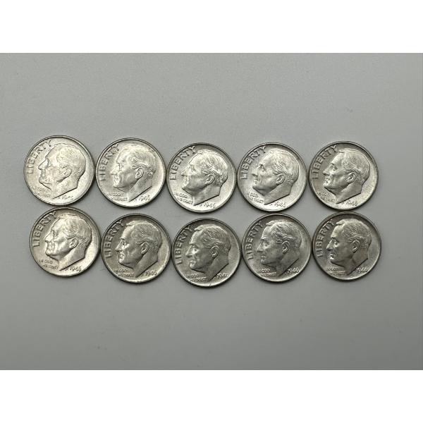 Uncirculated Condition 1946 Silver Roosevelt Dimes - 90% Silver, 1.00 $Face Value