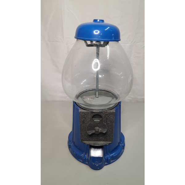 Vintage Style 15" Gumball Machine Featuring A Blue Cast Metal Base With Glass Globe
