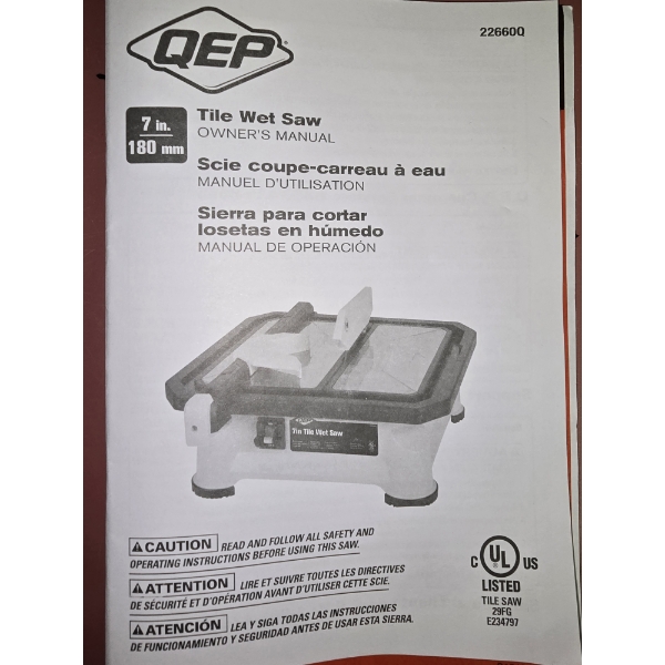 QEP Tile Wet Saw - 7in