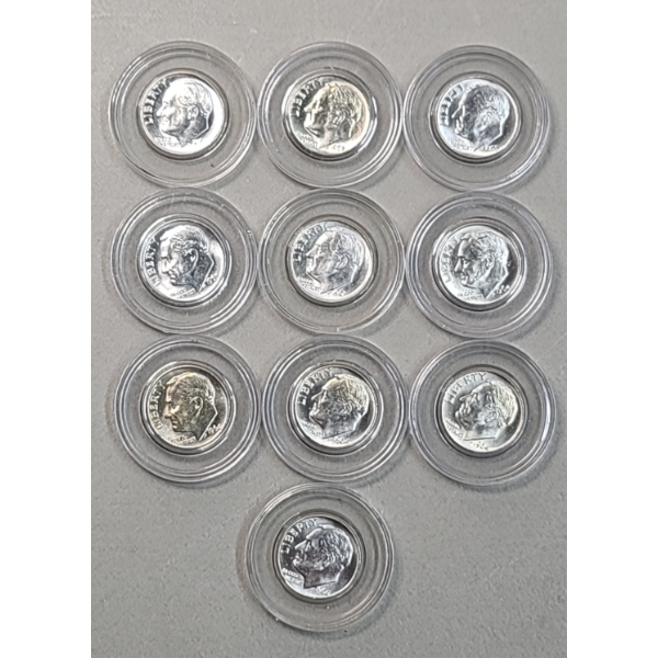 Assorted Years/Mint Marks 90% Silver Roosevelt Dimes - Face Value: $1.00