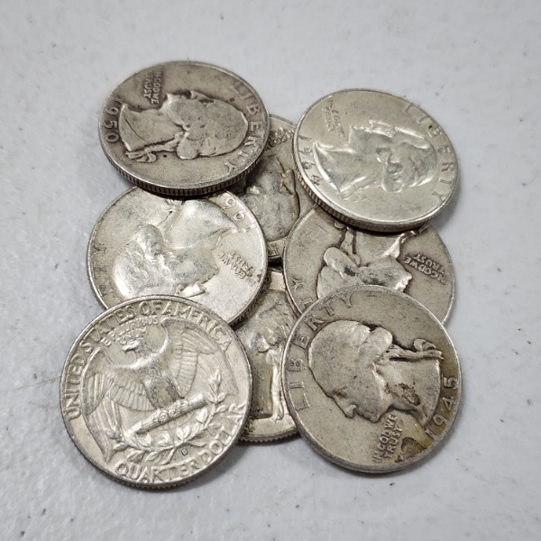 Eight Assorted United States 90% Silver Quarters ~ $2.00 Face Value