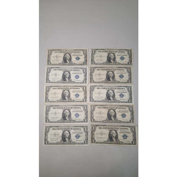Lot Of Assorted Series $1 Silver Certificates - Face Value: $10.00