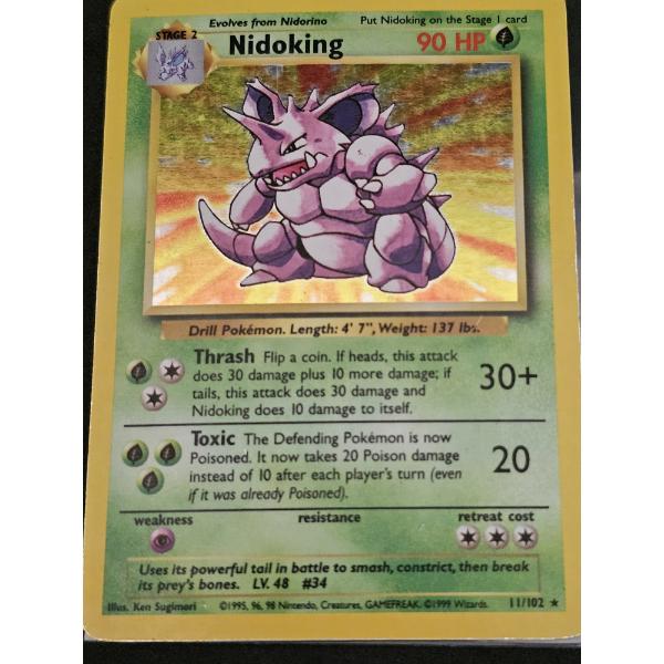 Nidoking 11/102 Rare Vintgage Pokemon Trading Card