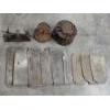 Image 1 : Two Vintage Wood Pipe Stands, Slate Pieces, And Vintage Scale Weights