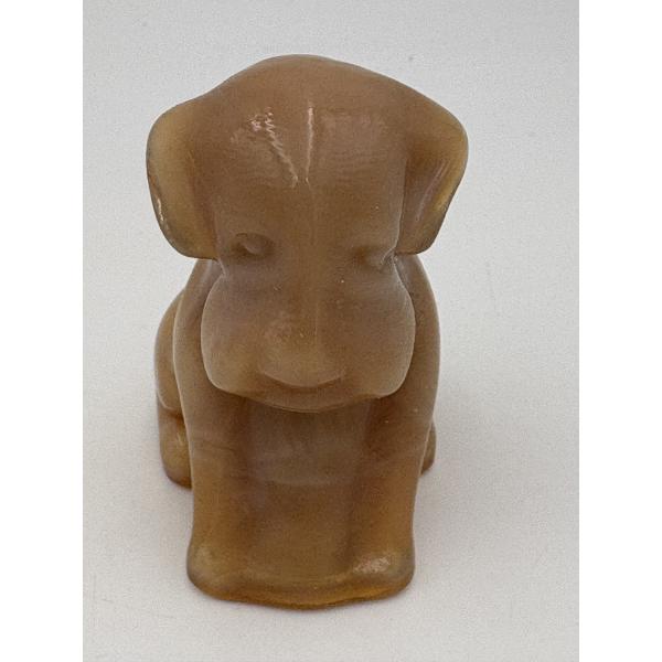 Adorable Degenhart Vintage Glass Dog Figurine -Peach Slag