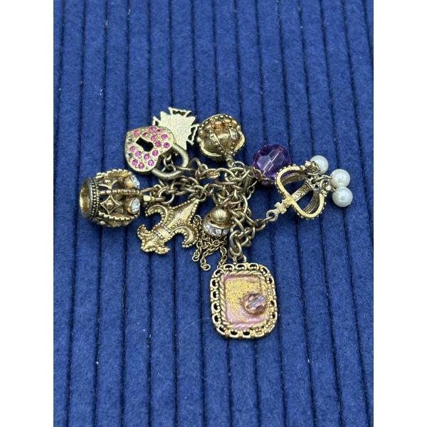 Charm Bracelet with Various Charms - Heart Locket - Joker Hat - Etc.