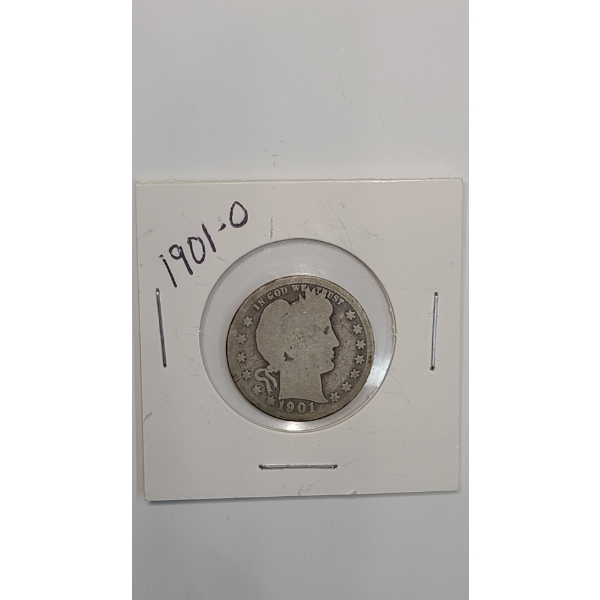 1901-O 90% Silver Barber Quarter