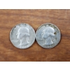 Image 1 : Two 90% Silver United States Washington Quarters ~ Face Value $0.50
