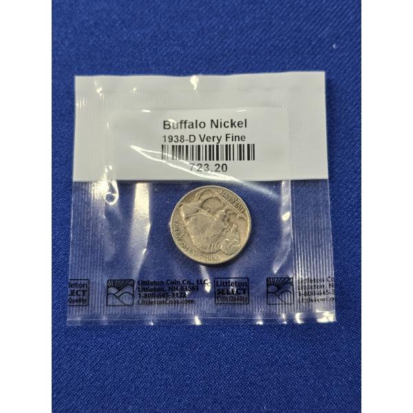 1938- D Buffalo Nickel - Very Fine