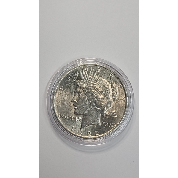 United States 1922 90% Silver Peace Dollar In Coin Capsule
