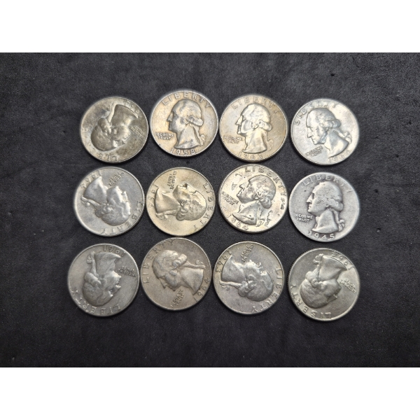 U.S. 90% SILVER COINS - $3 FACE VALUE WASHINGTON QUARTERS - SEE PICS