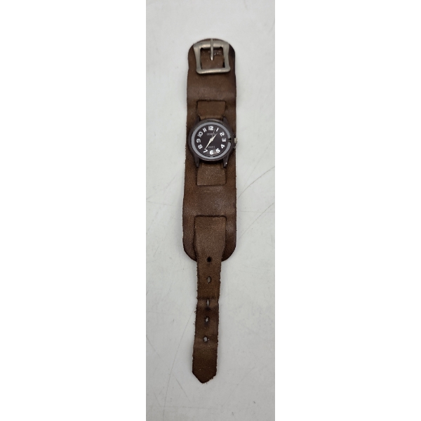 Vintage Wide Leather Cuff Geneva Watch
