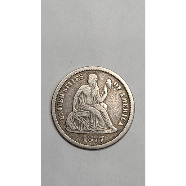 1877 Seated Liberty 90% Silver Dime Made Into A Love Token