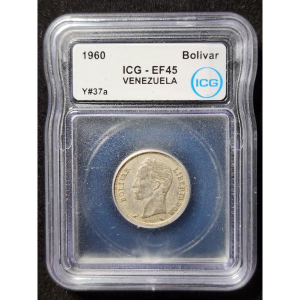 ICG EF45 Graded 1960 Venezuela Bolivar Coin