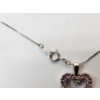 Image 3 : Beautiful 14K White Gold 19" Necklace with 14K Heart Pendant with Pink Gemstones - TW: 3.1g