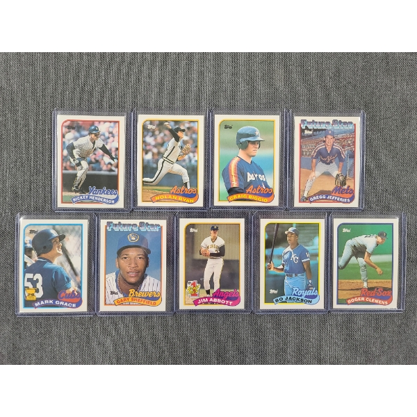 Lot of 9 Assorted 1989 Baseball Trading Cards - Near Mint - Ft. Nolan Ryan, Bo Jackson & More!