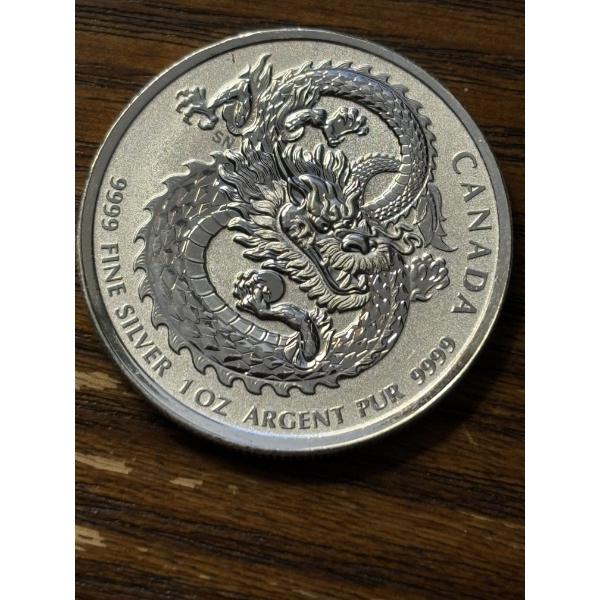  2019 1 oz Canadian Lucky Dragon High Relief Silver Coin - FV $5.00 CAD - .999 Fine Silver