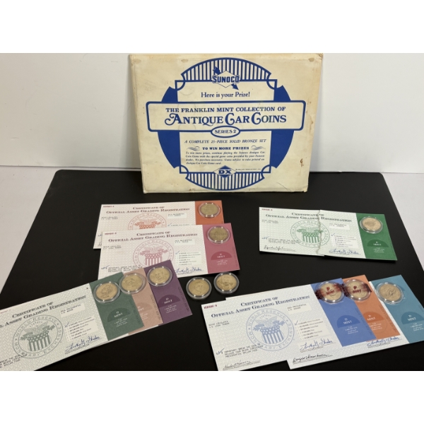 Antique Car Coins - A complete 25- piece solid Bronze Set - World Reserve Monetary Exchange - D Mint
