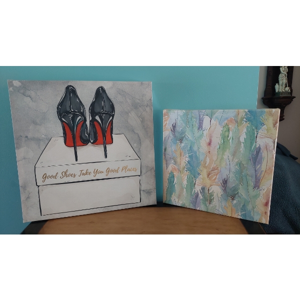 2 Modern Canvas Decorative Prints As Shown - 20 x 17