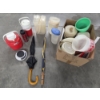 Image 1 : Home Items Including 2 New Large Umbrellas, Drink Coolers, Large Collection Of Reusable Containers