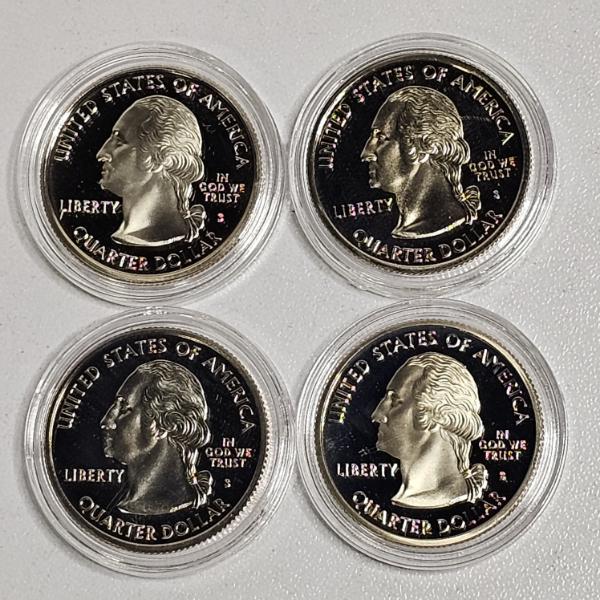 Lot Of 4 United States Statehood Quarter Dollar Clad Proof Coins (see pics) FV: $1.00