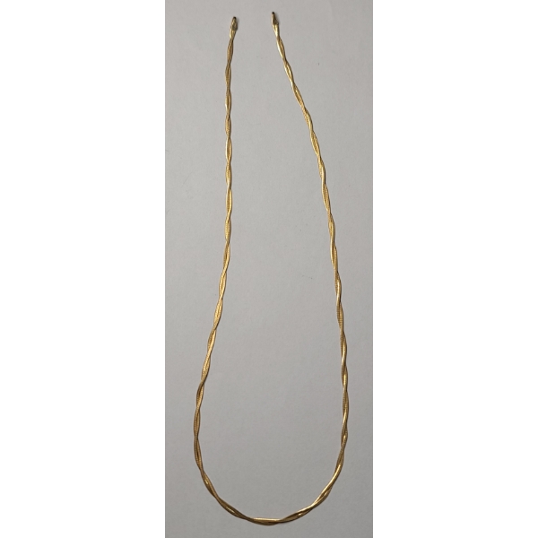 14K Yellow Gold Twisted 18" Herringbone Necklace (Missing Clasp) - Weight: 2.7g