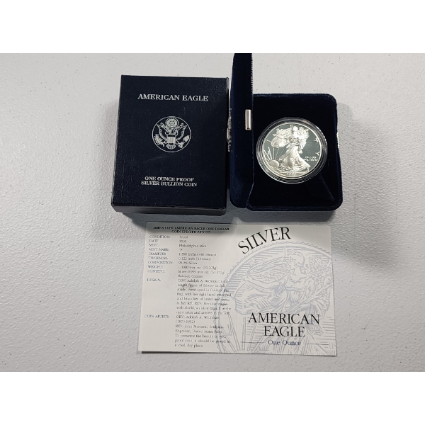 2000 Silver American Eagle - 1 oz .999 Fine Silver - With Box & CoA