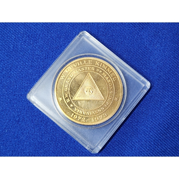 Masonic Temple Philadelphia 1873-1973 W. Orville Kimmel Coin Medal in Holder