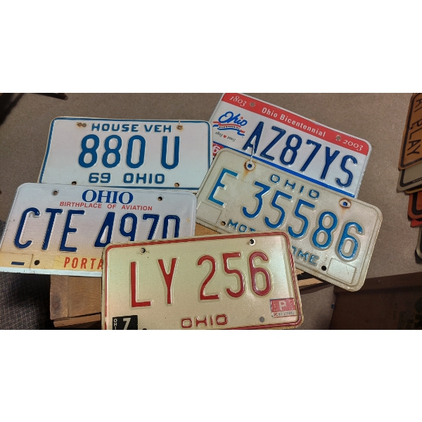 Vintage License Plates - 5 Pcs Single Plates As Shown - See PIcs