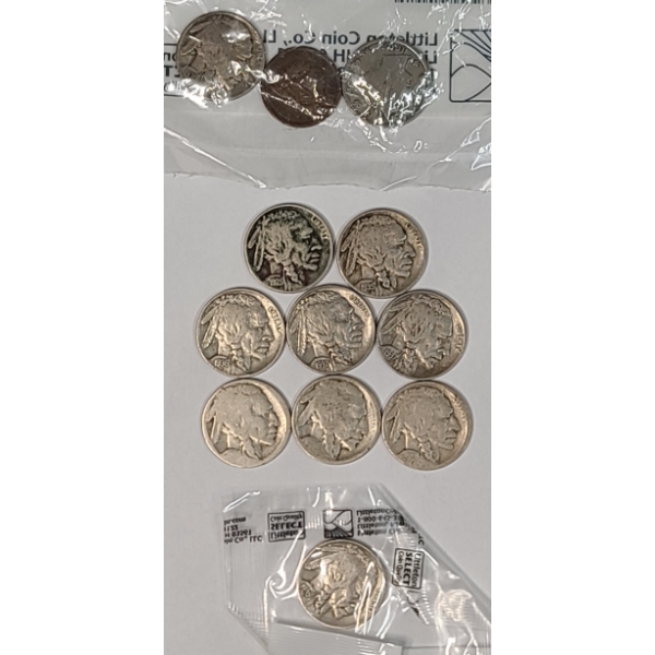 Assorted U.S Coins - V Nickel, Buffalo Nickels & Indian Head Cent - Face Value: $0.56