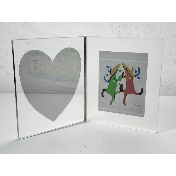 Glass Photo Frame with Heart and Colorized Dancing Figures