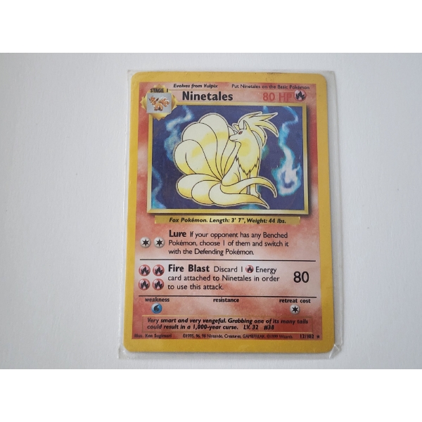 Vintage 1999 Pokemon Trading Card - Ninetales Holo #12/102 - In Sleeve
