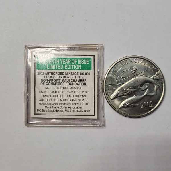 2002 Maui Trade Dollar – Limited Edition Uncirculated Coin with Original Certificate