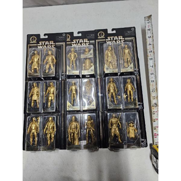 Star Wars Gold Colored Figures (Lot of 9, 2 per Package = 18 Figures)