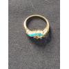 Image 3 : 14K Diamond And Turquois Ring 1/4 C - Size 6 - 3.5 Grams