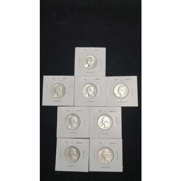 Assorted Years/Mint Marks 90% Silver Washington Head Quarters - Face Value: $2.00