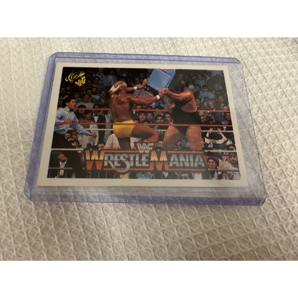 1990 Hulk Hogan Vs. Andre The Giant WWF Wrestle Mania Card - Mint Condition