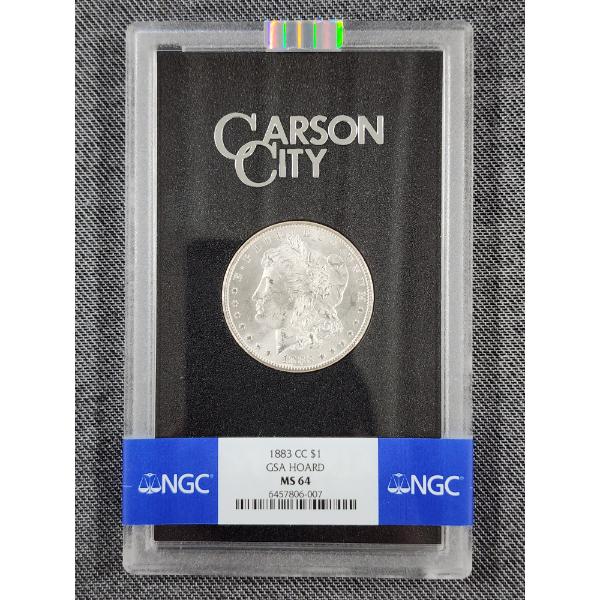 NGC MS 64 1883 Carson City Morgan Silver Dollar in GSA Hoard Holder